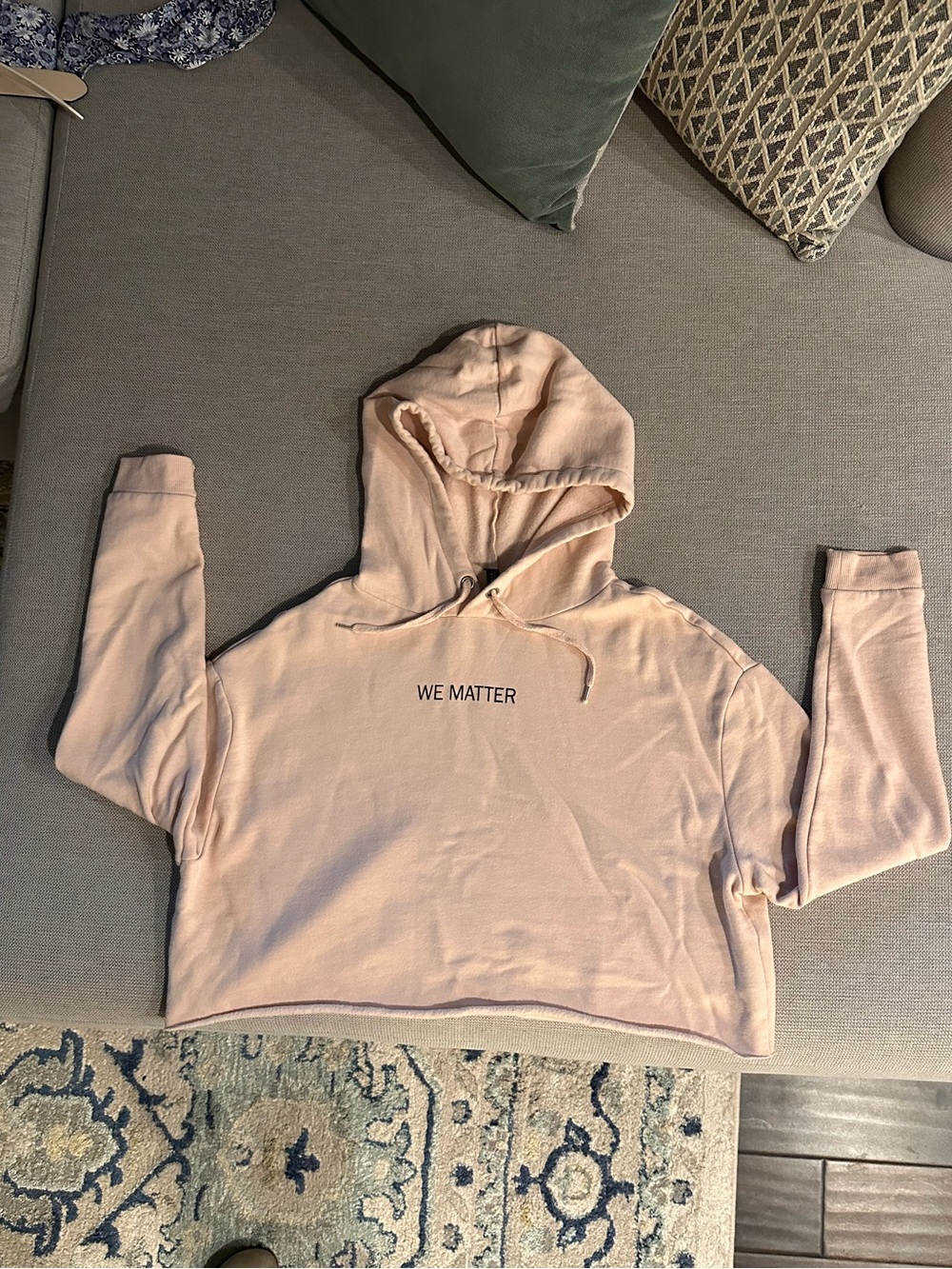 Divided Pale Pink 'WE MATTER' Cropped Hoodie